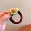 Elásticos de cabelo em formato de fruta para meninas, presilhas de cabelo fofas de alta elasticidade para crianças, acessórios de cabelo de abacate e laranja