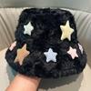 Sombrero de Felpa Personalizado Nuevo de Otoño e Invierno para Mujer, Grueso y Cálido, Dulce Sombrero de Pescador de Estrella, Sencillo y Lindo, Mostrando Rostro Pequeño