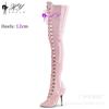 Botas de tacón alto por encima de la rodilla de 12 cm con punta de aguja de talla grande y sexy de comercio exterior europeo y americano transfronterizo para mujer