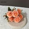 Simulação Rosa Pequeno Bundle 6 Lotus Rosa Europa Home Decoração Falsa Flor Janela Paisagem Fotografia Adereços