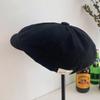 Chapéu boina outono e inverno, chapéu de jornaleiro pintor, chapéu de aba de bico de pato, chapéu pequeno para frente com patch de circunferência da cabeça grande, chapéu de face com visual retrô japonês para mulher