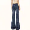 Jeans Lavados de Estilo Americano de Tiro Bajo para Mujer, Novedad de Principios de Otoño, Corte Delgado, Favorecedores, Versátiles Pantalones de Campana para Chicas Modernas