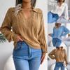 Venta de liquidación: Suéter Casual de Punto Trenzado con Cuello Solapa y Mangas de Linterna Estilo Europeo y Americano Otoño/Invierno - Moda Femenina Transfronteriza de Amazon