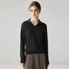 Nueva colección de otoño 100% cachemira pura suéter de cachemira suave para mujer, corte holgado, hombros caídos, cuello en V, jersey casual simple