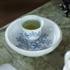 Accesorios para la ceremonia del té Moji, olla de cerámica pintada a mano con flores azules y un plato para refrigerios domésticos, juego de té Kung Fu, plato de burbujas secas, base para olla