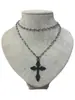 Comercio Transfronterizo Collar de Cruz Gótica Negro Capa Larga Collar de Cruz Moda Collar de Cuentas de Vampiro Nuevo