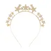 Diadema de estrella de aleación de zinc y pedrería para fiestas europeas y americanas con diamantes, accesorio para el cabello de celebración festiva de pentagrama, diadema de corona de moda