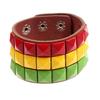 Jamaica reggae Vermelho Amarelo Verde combinação de cores pulseira de couro rock punk pulseira nova pulseira personalidade pulseira de couro de vaca