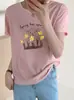 Top Casual Versátil de Algodón con Textura de Copo de Nieve para Mujer, Manga Corta, Manga Enrollable, Ropa para Mujer Shisanxing al por Mayor en Stock