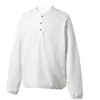 Nanxia Disfarce Estilo Americano Marca da Moda Botão Turquesa Gola Henley Manga Longa Casual Solta Moletom Unissex Moda Top