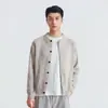 También Cardigan de Punto Mezcla de Lana Hilo de Flor para Hombre Otoño Invierno Ropa Exterior de Lujo Ligero Cuello Alto Pequeño Informal para el Trabajo Capa Superior