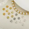 Suporte de Flores Atacado Conserva Cor Ouro Galvanizado 18K Corte Simples Flor de Cinco Folhas Tampa Pulseira DIY Colar de Pérolas Espaçador com Contas