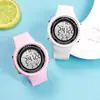 Relógio Esportivo Eletrônico Redondo Colorido Macaron Mais Vendido Transfronteiriço para Homens e Mulheres, À Prova d'Água, Luminoso, Multifuncional, Relógio para Estudantes