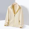 Ao Grain Velvet Outono e Inverno forrado de lã espessado dupla face quente gola vertical cardigan suéter jaqueta lã casal jaqueta masculina e feminina