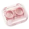 Estuche Portátil Invisible para Lentes de Contacto Simple Lindo ins Corazón Girly Caja de Almacenamiento Compañera Caja de Lentes de Contacto Transparente de Color de Gama Alta