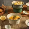 Bol para Ensalada Estilo Japonés, Bol Rústico Vintage de Cerámica con Forma de Sombrero, Bol para Postre, Bol para Sopa Dulce, Plato Profundo de Cerámica, Bol para Yogur, Bol de Paja Estilo Pastoral
