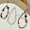 Ins Dibujo Animado Hecho a Mano con Cuentas Funda para Teléfono Móvil Cadena Colgante Llavero Pulsera DIY Colgante para Cámara CCD Mochila Anti-Pérdida