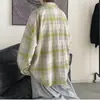 Jaqueta Casual Tendência Outono Estilo Preguiçoso Solto Moda Estilo Hong Kong Camisa Xadrez Toque Masculino Ins Design de Manga Longa
