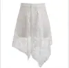 Falda de Encaje con Dobladillo Irregular para Cuatro Estaciones, Cubre Cadera, Falda Negra Vintage de una Pieza Ajustable