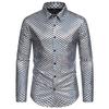 2024 comercio exterior nuevo talla europea moda masculina estampado metálico escamas de pez ropa de escenario moda para banquetes camisa de manga larga para hombre