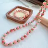 Collar Pulsera de Piedra Natural Flor de Durazno Retro con Espaciadores de Ágata Verde Conjunto de Joyería Estilo Fresco Juvenil Qingdao