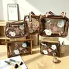 Bolsa de Cosméticos de PVC Transparente, Impermeable, Gran Capacidad, Estampado de Oso Lindo, Bolsa Portátil para Almacenamiento de Artículos de Tocador, Bolsa de Cosméticos Octagonal