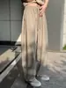 Pantalones Casuales de Raya Vertical Plisados Estilo Old Money para Hombre Verano Delgados con Cordón Cintura Elástica Pantalones Rectos Sueltos Largos