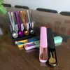 Conjunto de Talheres Portátil de Aço Inoxidável para Estudantes Infantil Cor Sólida Caixa Extensível Conveniente Caixa de Armazenamento de Colher e Hashi Única para Exterior