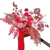 Entrega de Producto Terminado: Arreglo de Flores Artificiales Rojas para Boda, Casa Nueva, Sala de Estar, Decoración de Mesa de Café, Arte Floral Falso para Mesita de Noche del Novio