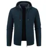 Comercio Exterior 2026 Nuevo Cárdigan de Punto con Cremallera y Capucha Espeso Forrado de Polar para Hombre Joven Talla Grande Abrigo Suéter Cálido