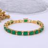 Pulsera sencilla rectangular de circón para niñas, minoría, chapada en cobre, platino, oro de 24k, con incrustaciones de gema, venta al por mayor