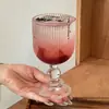 Taça de Vidro Estilo Ins Retrô com Listras Verticais Taça para Espumante Taça para Suco Taça para Licor Champanhe Taça para Vinho Tinto Vinho de Frutas