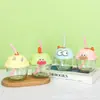 Vaso de Agua de Dibujos Animados de Vidrio para Niños, Leche, Pequeño Regalo, Vaso con Pajita, Caja de Regalo con Tapa, Sellado de Negocios, Antifugas, Vaso para Jugos