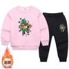 Conjunto de Suéter Grueso con Forro de Felpa para Niños Otoño e Invierno Niños Pequeños y Medianos Estilo Occidental Ropa Deportiva Casual para Niños Conjunto de Dos Piezas