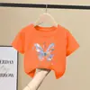 Camiseta de Manga Corta 100% Algodón Puro para Niñas Verano Nuevo Estilo para Niños y Niñas Medianos y Grandes Top Elegante con Estampado de Dibujos Animados de Media Manga
