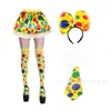 Set de Cuatro Piezas de Payaso Transfronterizo: Falda Corta Amarilla, Diadema, Corbata, Calcetines, Accesorios de Disfraz de Carnaval, Ropa