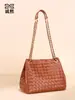 Bolso bandolera de paracaídas de alta costura tejido para mujer, bolso de hombro de moda vintage, bolso de mano tipo cubo con cadena