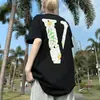 Nueva Camiseta Vlone Jerry Grande V Humo Reflectante Holgada de Manga Corta Flor de Cerezo Pareja Streetwear de Moda