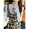 Nuevo top de punto base elegante de manga larga ajustado para otoño e invierno, suéter interior versátil de cuello medio alto para mujer