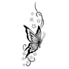 Pegatina de Tatuaje Flor de Luna Mariposa Oscura Flor de Boceto Blanco y Negro Pegatina para Brazo Impermeable de Larga Duración Pegatina de Tatuaje de Halloween