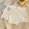 Calzoncillos tipo bóxer de seda helada para mujer, estilo fino de verano, 10A antibacterianos, entrepierna extendida de algodón puro, cintura media, sin costuras, transpirables, bragas de cuatro esquinas