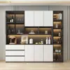 Armario alto moderno minimalista integrado en la pared, mueble de almacenamiento de sala de estar de lujo ligero, armario de vino con puerta de cristal estilo italiano, vitrina