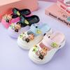 Zapatos de Verano de Tela de Coco de Dibujos Animados para Niñas con Agujeros Puntera Redonda Francesa Boca Baja Bonitos Calzado Exterior Suela Suave Zapatos para Pisar