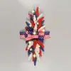 Amazon Guirlanda do Dia da Independência Americana Espigas de Trigo Vermelhas, Brancas e Azuis Decoração para Pendurar na Lareira Parede da Escada Decoração de Batente da Porta