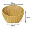 Cesto de Frutas de Rattan Sintético Cesto de Pão Exibição Armazenamento de Plástico Cesto Trançado Criativo Cesto de Rattan para Doces Bandeja Simples para Lanches