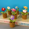 Flor de Tulipán y Girasol Tejida a Punto de Cruz Terminada Planta en Maceta Flor de Simulación Decoración del Hogar Regalo de San Valentín Navidad