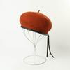 Estilo coreano outono e inverno novo touca beret de lã tridimensional com cordão ajustável chapéu de pintor chapéu de botão de moda