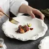 Plato Base con Patrón de Roca de Fábrica, Plato Cerámico Plano para Uso Doméstico, Nuevo Modelo 2026, Vajilla de Hotel, Plato de Presentación Estilo Ins