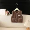 Chaleco de Peluche para Niñas, Nuevo Estilo Otoño/Invierno, Conjunto Grueso de Otoño con Forro de Felpa para Bebés, Chaleco de Dibujos Animados para Niños