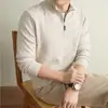 Suéter de Punto para Hombre 2026 Otoño/Invierno Cuello Alto Cremallera Jersey Suéter de Lana Estilo Old Money Color Sólido Jacquard Suéter Grueso
